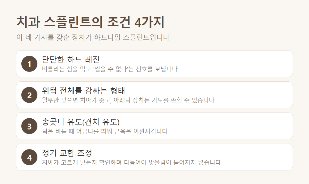 치과 스플린트의 조건 네 가지