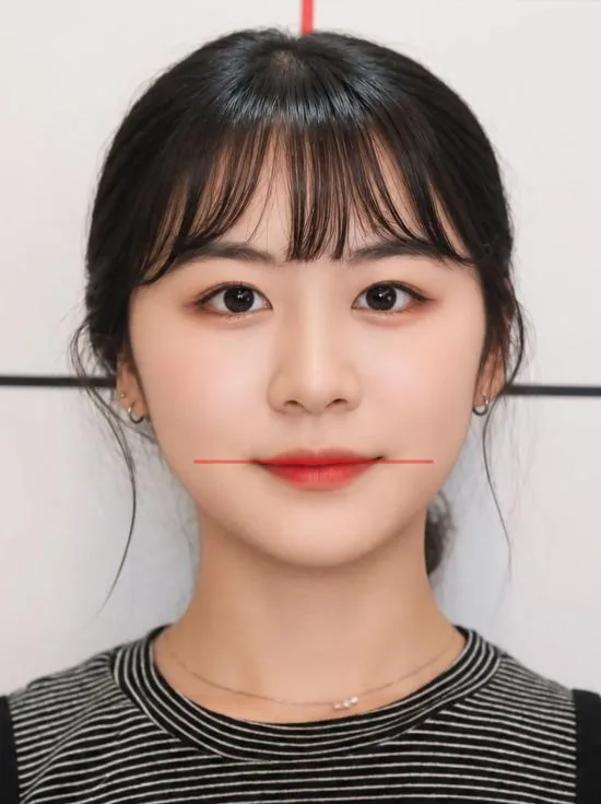 안면비대칭 교정 후 정면, 2019.08.02 촬영